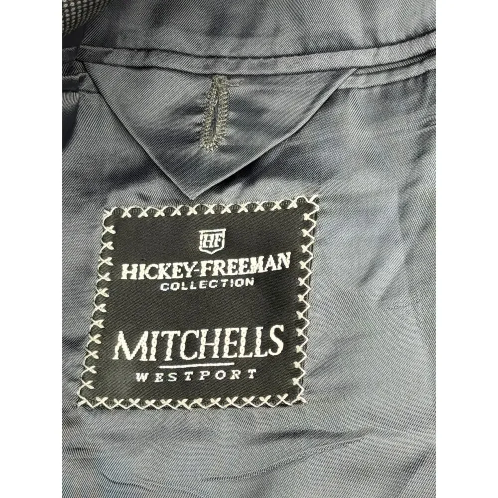 Hickey Freeman 44L Loro Piana Super 120s Wool Sport Coat Gray Made USA